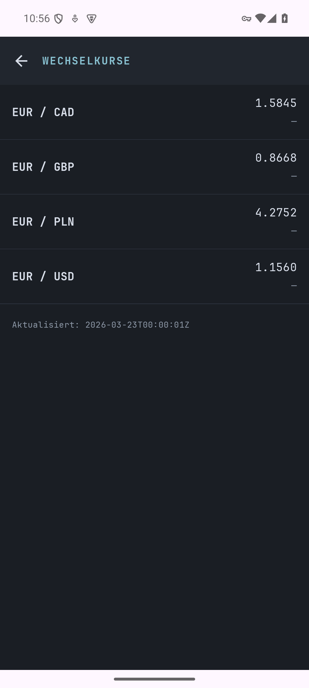 Exchange detail screen
